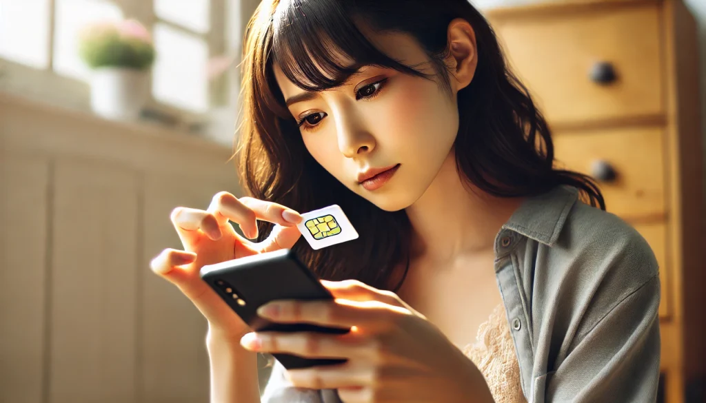 スマホを持つ女性