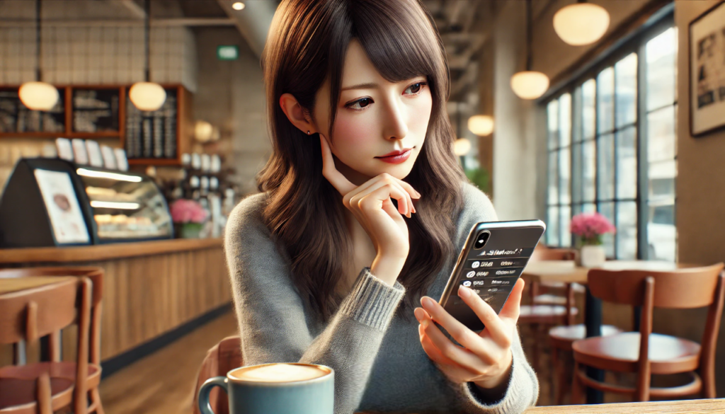 スマホを持つ女性