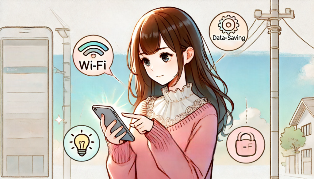 スマホを持つ主婦