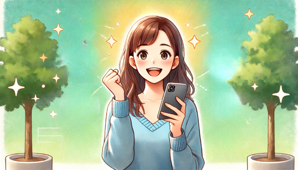 スマホを持つ主婦